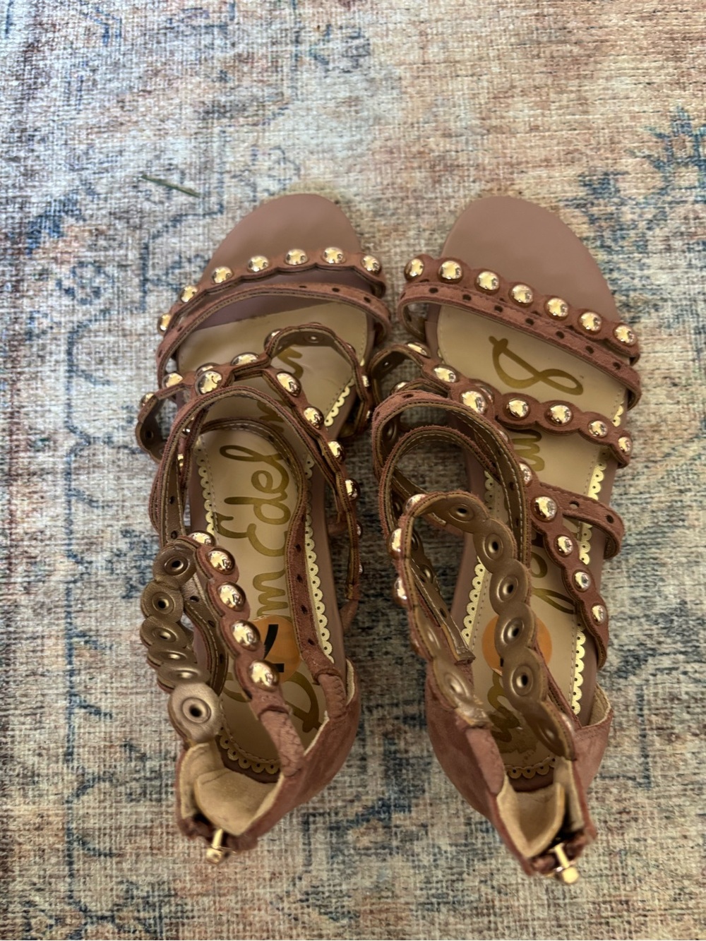 Sam Edelman Mauve Studded Strappy Heels - Picture 15 of 16